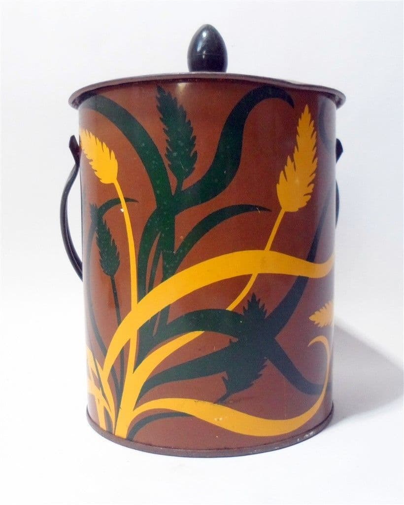 Vintage Kitchen Storage Tin Biscuit Barrel Baret Ware Wheat Midi A2120 Circa 1960s Caddy