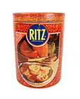 Vintage Kitchen Storage Tin Nabisco Ritz Crackers Red Roses 1970s Scarce Design Pictorial Caddy