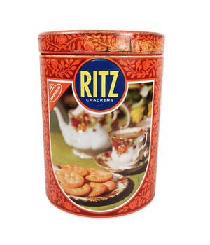 Vintage Kitchen Storage Tin Nabisco Ritz Crackers Red Roses 1970s Scarce Design Pictorial Caddy