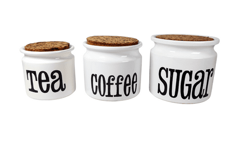 Vintage Kitchen T G Green Church Gresley Pottery England Spectrum Tea Coffee Sugar Storage Jars