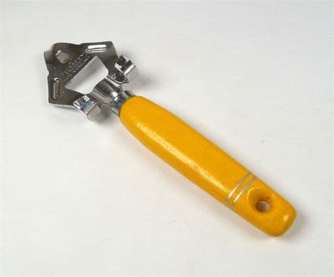 Vintage Kitchen Utensil Tool Nutbrown Blackpool Stainless Steel Can Bottle Opener Piercer 60s Yellow