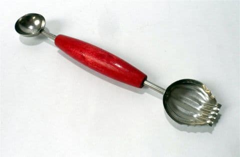 Vintage Kitchen Utensil Tool Skyline of Burnley Melon Food Baller & Butter Curler 1950s Red Hande
