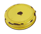 Vintage Kitchen Ware Kitchenalia Round Enamel Chamberstick Chamber Stick Candle Holder Yellow 1930s