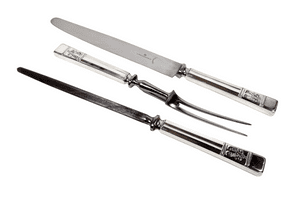 Vintage Kitchen Waring & Gillow Ltd Silver Plate Carving Set Knife Fork Sharpening Steel 1947 Reg No