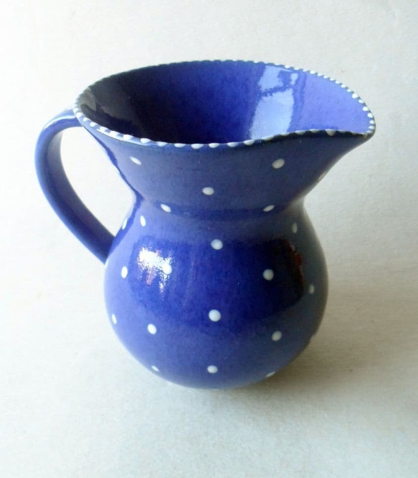 Vintage Kitchen Wetherigg Penrith Studio Pottery Jug Polka Dot Blue Not Stamped Schofield Thorburn