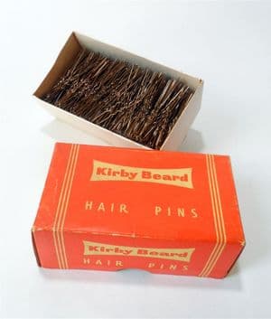 Vintage Ladies Fashion Kirby Beard Invisible Hair Pins Unused in Original Box 1000 Brown Circa 1950s