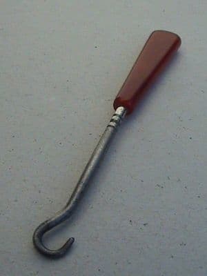 Vintage Ladies Glove Button Hook Coral Red Garnet Celluloid Handle Circa 1920-1930s