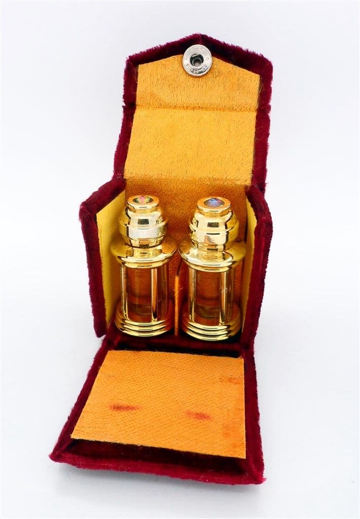 Vintage Ladies Velvet Cased Mini Perfume Scent Bottles J&S Saleh Yadgar Bahrain Cool Water Hugo
