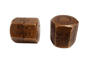 Vintage Large Handmade Brass Nut & Bolt How's That Owzthat Cricket Dice Game c/w Instructions 1940s