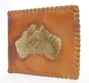 Vintage Leather Wallet Souvenir of Australia Capitol Product NSW Genuine Kangaroo Fur Circa 1960s