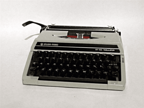 Vintage Light Grey Seiko Silver Reed SR100 TABULATOR Portable Manual Typewriter Circa 1960s
