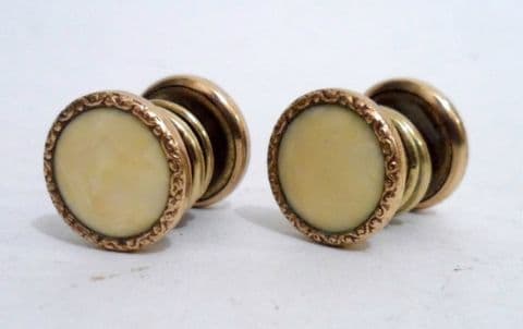 Vintage Lion Brand Gold Tone Celluloid Snap Cufflinks Cuff Links Art Deco Circa 1930s