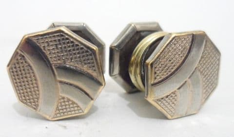 Vintage Lion Brand Snap Cufflinks Cuff Links Art Deco Geometric Design Octagonal Circa 1930s