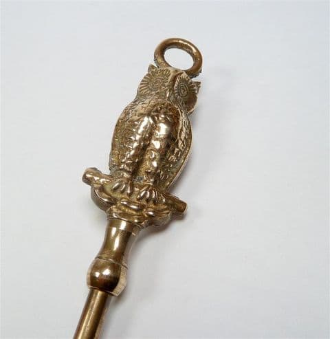 Vintage Long Handled Brass Shoe Horn Owl on Perch Circa 1930s Bird of Prey Wise Boots