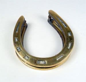 Vintage Lucky Brass English Double Horseshoe Horse Shoe Door Knocker 1930s Riding Country Cottage
