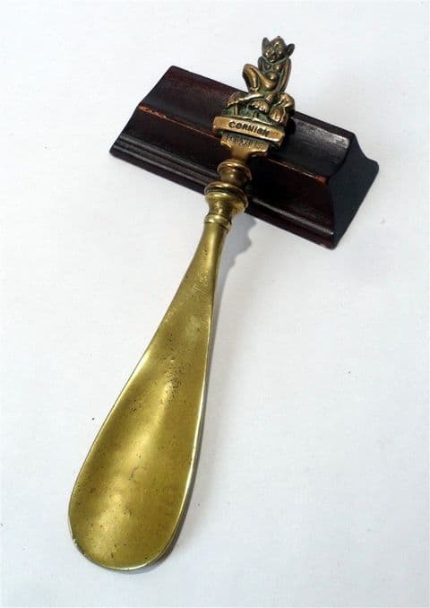 Vintage Lucky English Brass Cornish Piskie Pixie Pisky Shoe Horn Circa 1930s  Cross Legged