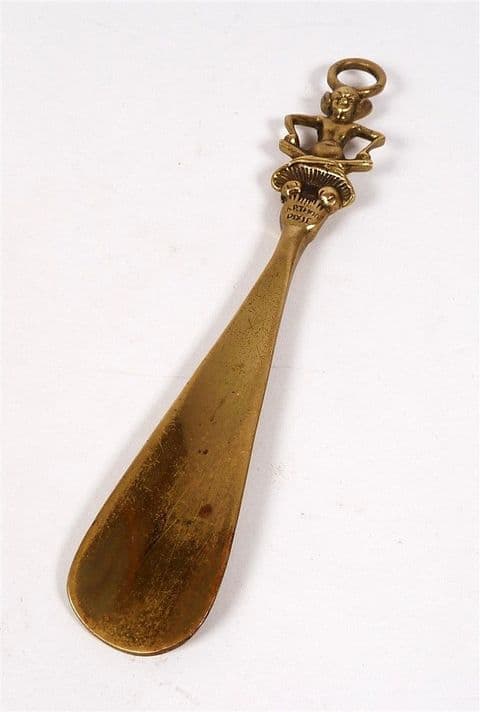 Vintage Lucky English Brass Dartmoor Piskie Pixie Pisky Shoe Horn Circa 1930s Cross Legged
