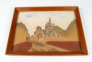 Vintage Marmotinto Sand Painting Whippingham Church IOW Isle of Wight Alum Bay Sands Hand Made