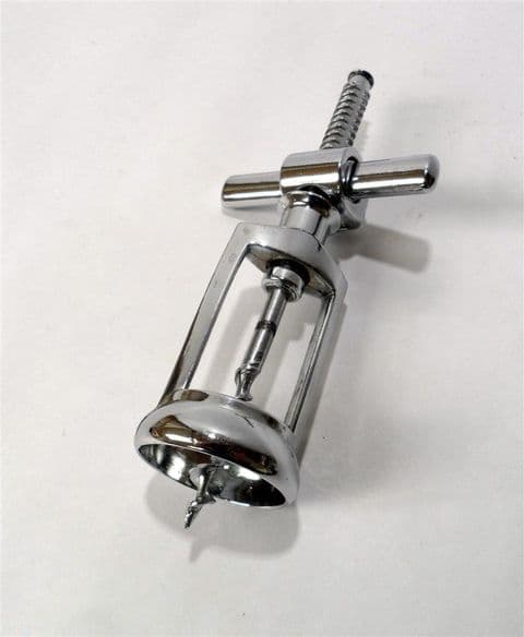 Vintage Mechanical Chrome Plated Rollover Locking Collar Frame Corkscrew Oval Handles