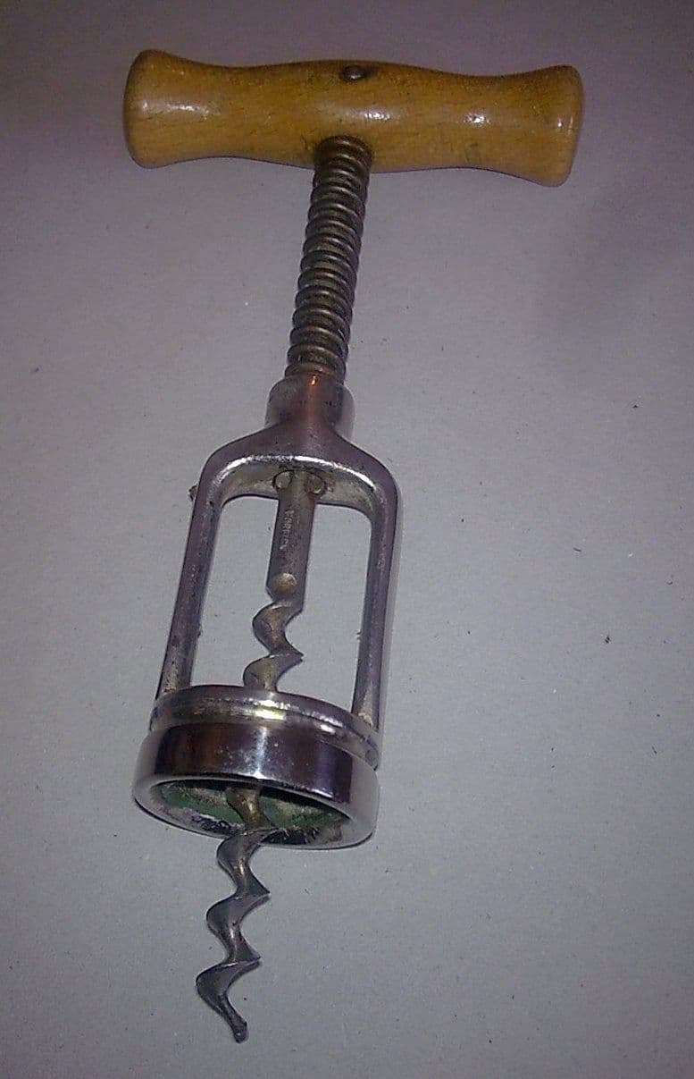Vintage Mechanical Nickel Plated Steel & Wood Spring Assisted Frame ...