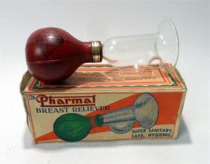 Vintage Medical Boxed Pharmal Glass & Rubber Breast Reliever Leyland Birmingham 1930s Pump Feed
