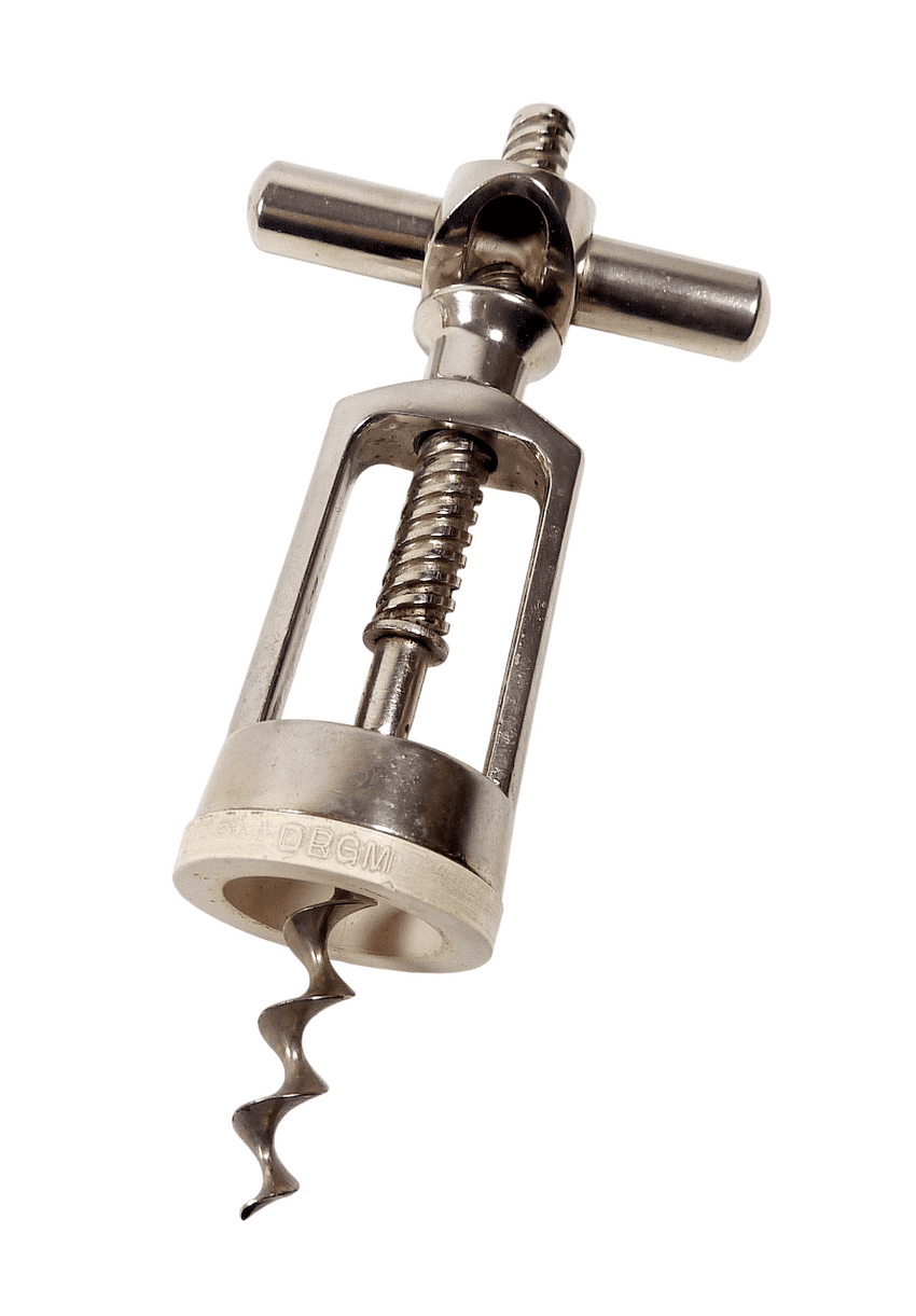 Vintage MHM Mechanical Chrome Plated Rollover Locking Collar Frame Corkscrew DRGM German Reg Des