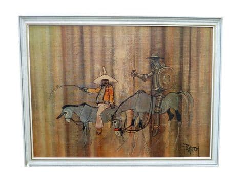 Vintage Mid Century Don Quixote Print by Colin Paynton framed by BOOTS Large 32.5" x 24.5"