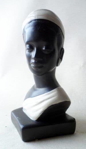 Vintage Mid Century Duron England Chalkware Black Lady Bust 6064 1950s Reg No 886944 Tretchikoff Era