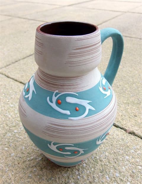 Vintage Mid Century German Art Pottery Carstens Tonnieshof West Germany Pottery Jug 1960s 1506-21
