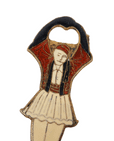 Vintage Mid Century Greek Male Dancer Traditional Costume Solid Brass & Enamel Bottle Opener Greece