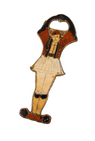 Vintage Mid Century Greek Male Dancer Traditional Costume Solid Brass & Enamel Bottle Opener Greece