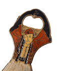 Vintage Mid Century Greek Male Dancer Traditional Costume Solid Brass & Enamel Bottle Opener Greece