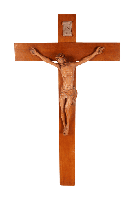 Vintage Mid Century Italian Anri Carved Wood Wooden Crucifix Cross Christianity Jesus Christ
