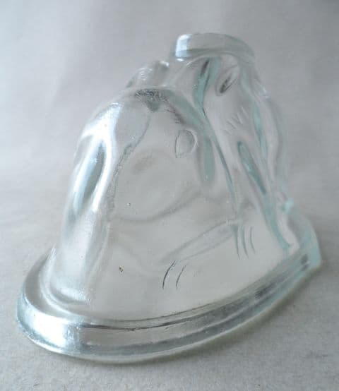 Vintage Mid Century Kitchen Large Clear Glass Traditional Rabbit Form Jelly Mould Jello Mold Bunny