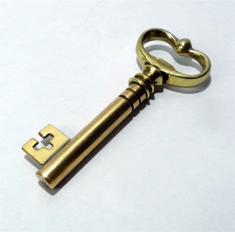 Vintage Mid Century Sheath Key Corkscrew Large Ornate Antique Style Brass 21st