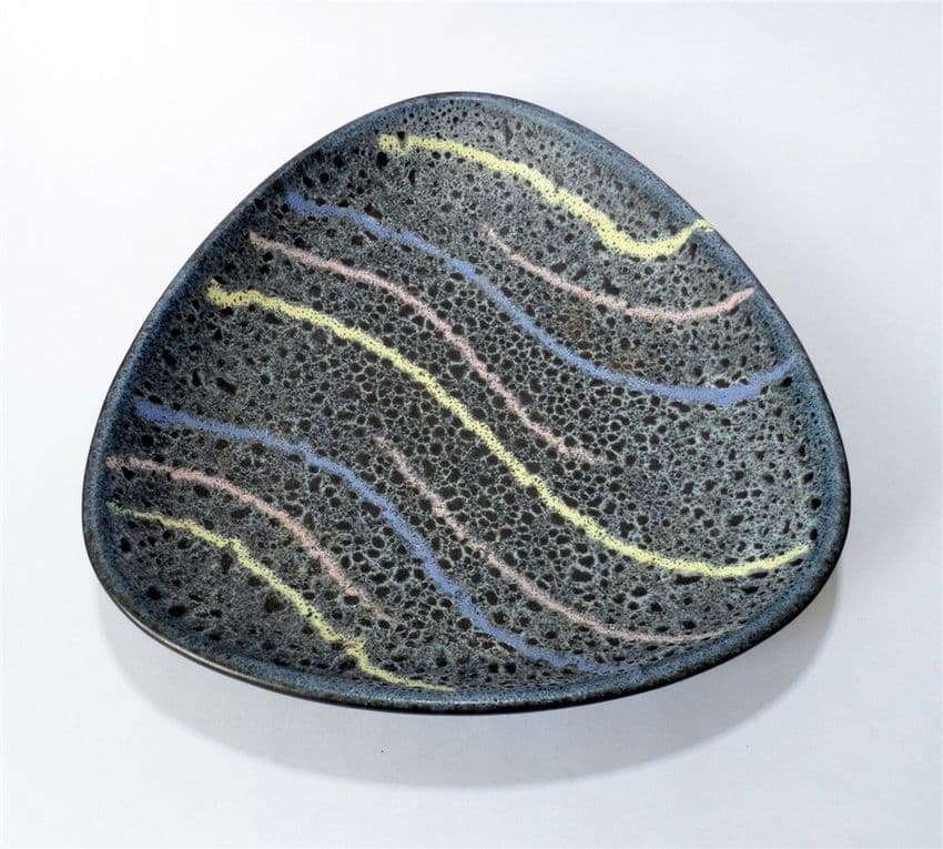 Vintage Mid Century West German Dumler & Breiden Triangular Art Pottery Fruit Dish Bowl 1960 1286-24