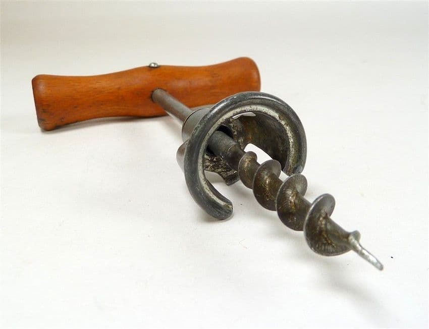 Vintage Mid Century Wood Handle Italian T Tee Bell Corkscrew Circa