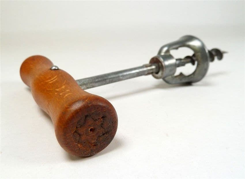 Vintage Mid Century Wood Handle Italian T Tee Bell Corkscrew Circa