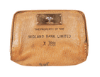 Vintage Midland Bank Limited Leather Night Safe Money Deposit Bag c/w Original Hodges Locks Key
