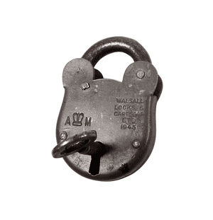 Vintage Military 1945 WW2 Air Ministry Walsall Locks & Cartgear Ltd No4 Padlock Working c/w Key