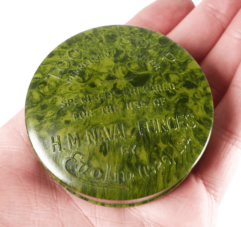Vintage Military Unused WW2 HM Naval Forces Enolin Tooth Soap in Green Bakelite Container 1940s
