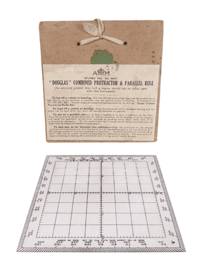 Vintage Military WW2 Air Ministry 6B/47 Douglas Combined Protractor & Parallel Rule in Card Case