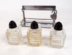 Vintage Mini Cardinal New York Glass Perfume Bottle Tantalus Caddy Set Chypre Gardenia Bouquet Lock