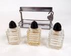 Vintage Mini Cardinal New York Glass Perfume Bottle Tantalus Caddy Set Chypre Gardenia Bouquet Lock