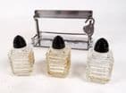 Vintage Mini Cardinal New York Glass Perfume Bottle Tantalus Caddy Set Chypre Gardenia Bouquet Lock