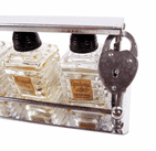 Vintage Mini Cardinal New York Glass Perfume Bottle Tantalus Caddy Set Chypre Gardenia Bouquet Lock