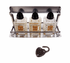 Vintage Mini Cardinal New York Glass Perfume Bottle Tantalus Caddy Set Chypre Gardenia Bouquet Lock