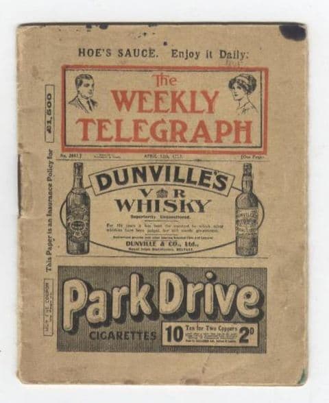 Vintage Miniature Newspaper The Weekly Telegraph Sheffield Circa 1913 Mini Dunvilles Whisky Advert