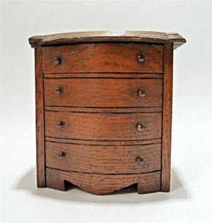 Vintage Miniature Wood Set of Drawers Secret Money Box 30s Apprentice Piece Savings Bank Folk Art