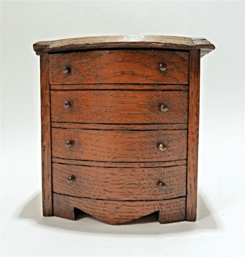 Vintage Miniature Wood Set of Drawers Secret Money Box 30s Apprentice Piece Savings Bank Folk Art